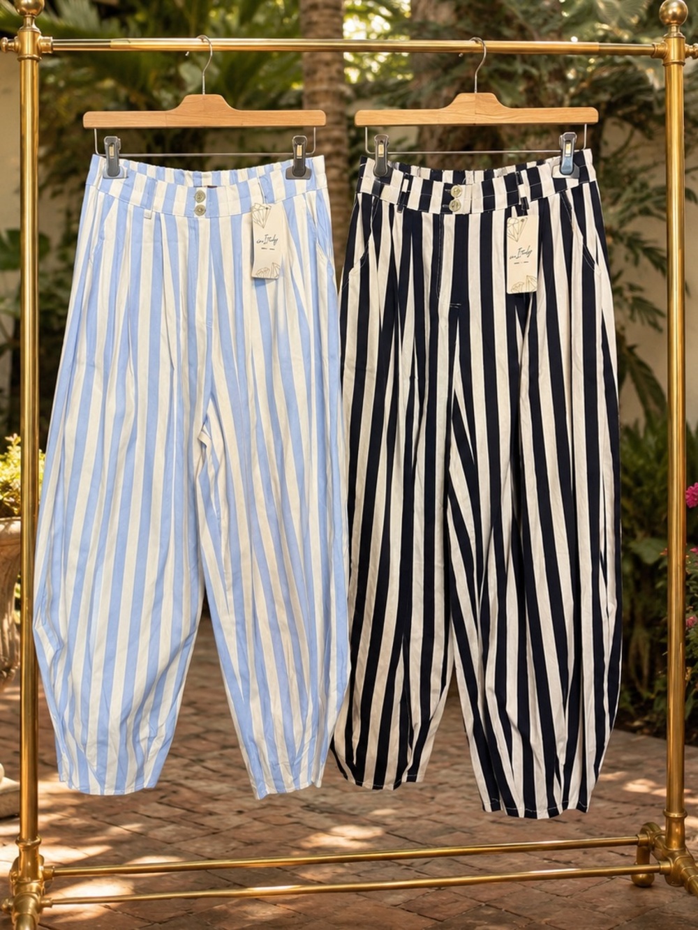 Made in Italy Striped Relaxed-Fit Cotton Pants